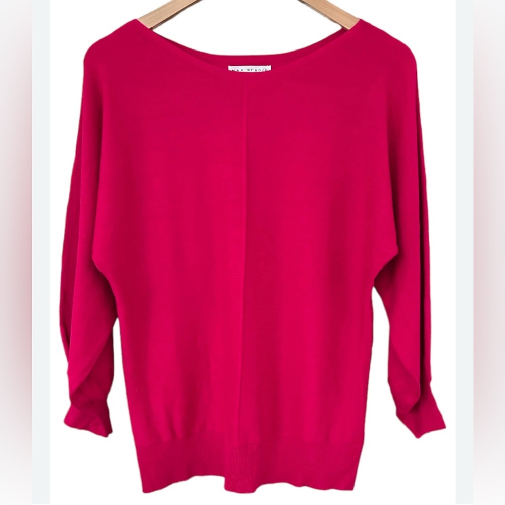 Women's Red Long Sleeve Boatneck Sweater